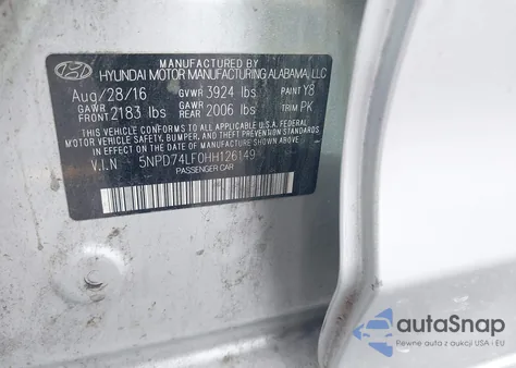 2017 Hyundai Elantra Se from USA, damaged, VIN 5NPD74LF0HH126149